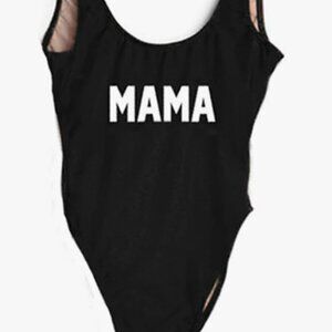 MAMA Black and White Retro Low Back One Piece Swimsuit - Size Medium